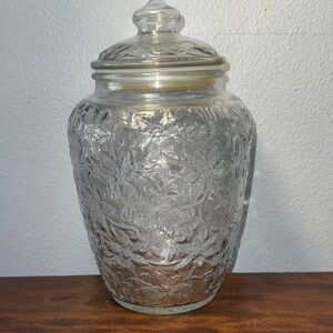 Vintage Princess House Fantasia Glass Canister Jar with Airtight Lid